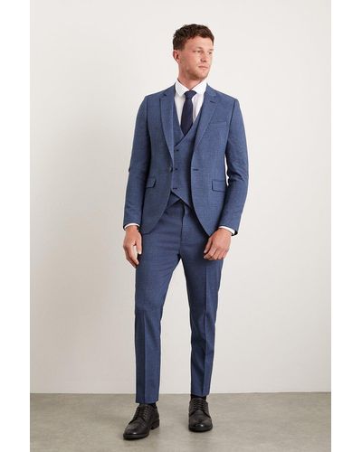 Burton Skinny Fit Blue Semi Plain Suit Trousers