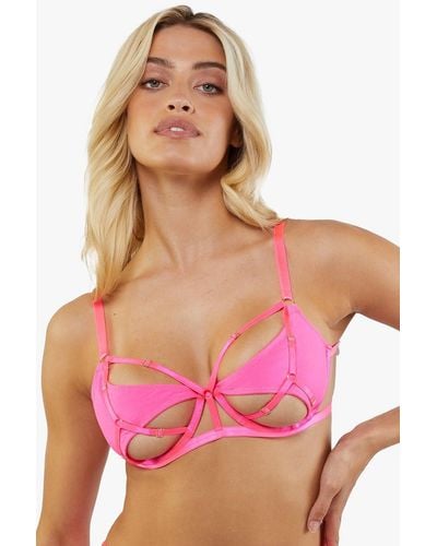 Wolf & Whistle Penny Cut Out Mesh Bra - Pink