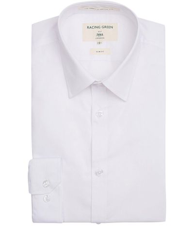 Racing Green Poplin Slim Fit Shirt - White