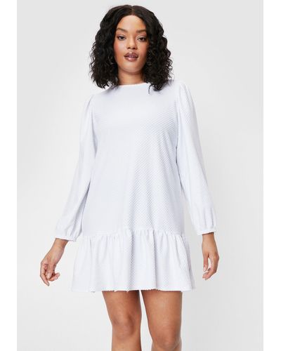 Nasty Gal Frill Into You Plus Relaxed Mini Dress - White