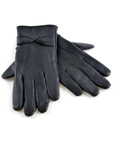 Sock Snob Fleece Lined Warm Leather Gloves With Bow - Black