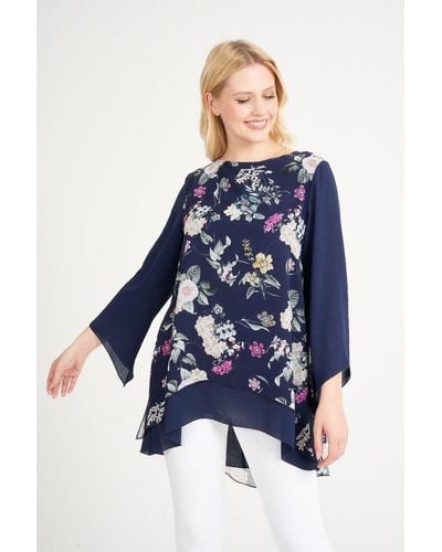 Saloos Double Layer Flute Sleeve Top - Blue