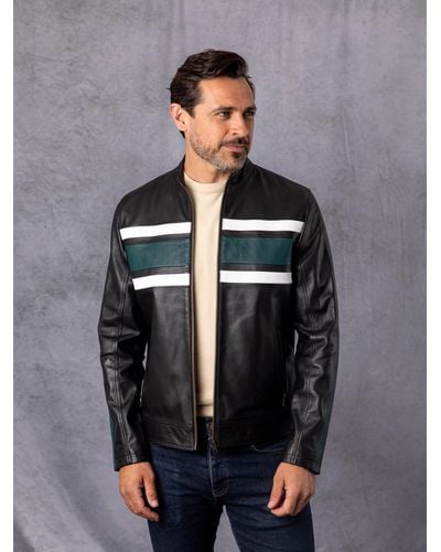 Lakeland Leather 'bowscale' Contrast Stripe Leather Jacket - Grey