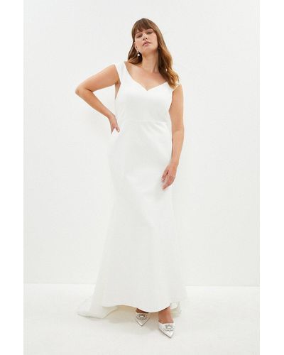 Coast Plus Size Bardot Maxi Dress With Train - White