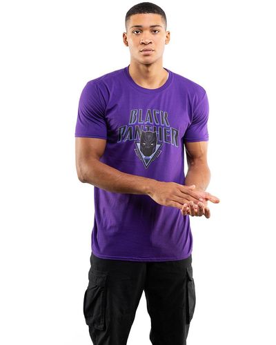Marvel Black Panther Logo Shield Cotton T-shirt - Purple