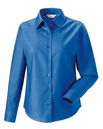 Russell Collection Long Sleeve Easy Care Oxford Shirt - Blue