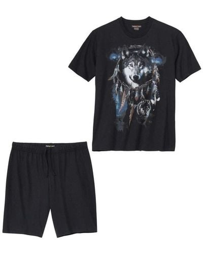 Atlas For Men Wolf Short Pyjama Set - Black