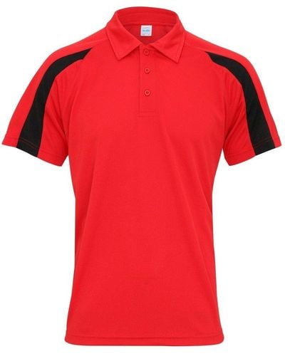 Awdis Just Cool Short Sleeve Contrast Panel Polo Shirt - Red