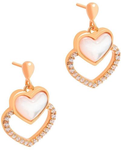 Pure Luxuries Gift Packaged 'galli' 18ct Rose Gold Plated 925 Silver & Shell Pearl Heart Earrings - White