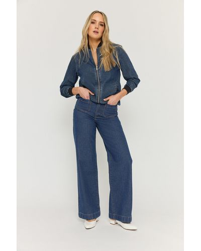 Long Tall Sally Tall Pocket Detail Wide Leg Jeans - Blue