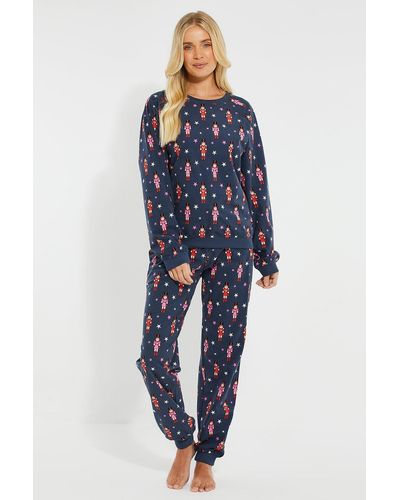 Threadbare 'nutcracker' Christmas Loungewear Set - Blue