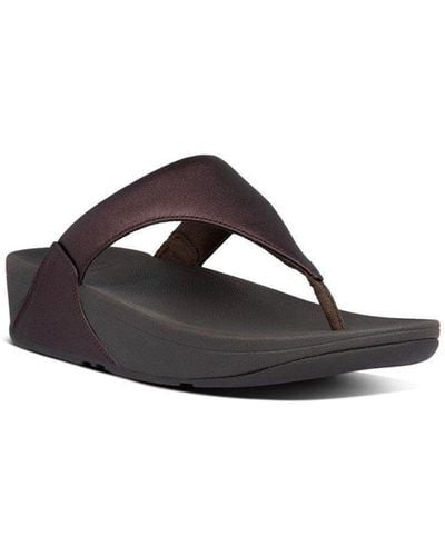 Fitflop 'lulu Metallic' Leather Toe Post Sandals - Black