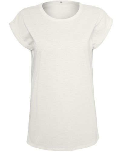 Build Your Brand Extended Shoulder T-shirt - White