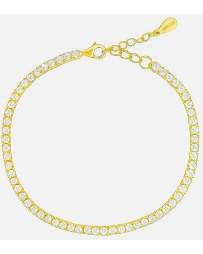 MUCHV Gold Tennis Bracelet With Sparkling Diamond Simulant Stones - Metallic