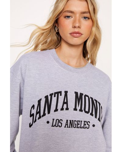 Nasty Gal Santa Monica Oversized Graphic Sweatshirt - Grey