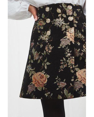 Joe Browns Dark Floral Brocade A-line Co Ord Mini Skirt - Black