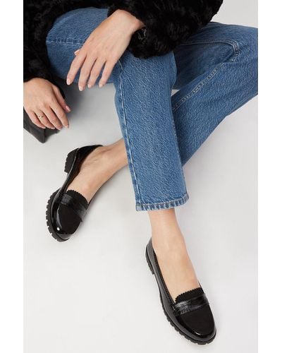 Dorothy Perkins Wide Fit Black Livia Cleated Sole Loafers - Blue