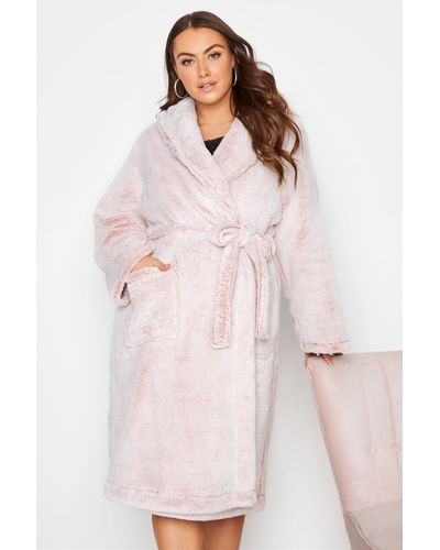 Yours Shawl Collar Dressing Gown - Pink