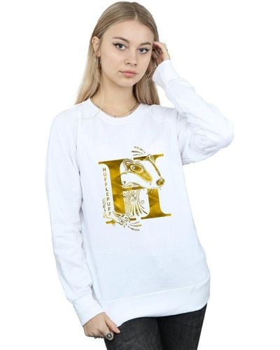 Harry Potter Hufflepuff Badger Sweatshirt - White