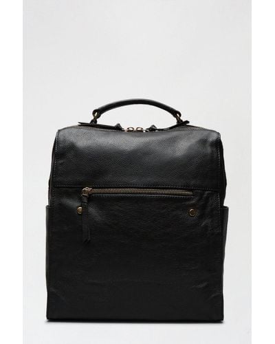 Dorothy Perkins Luxe Leather Zip Front Backpack - Black