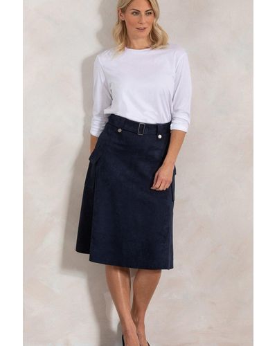 Klass Suedette Cargo Belted Skirt - Blue