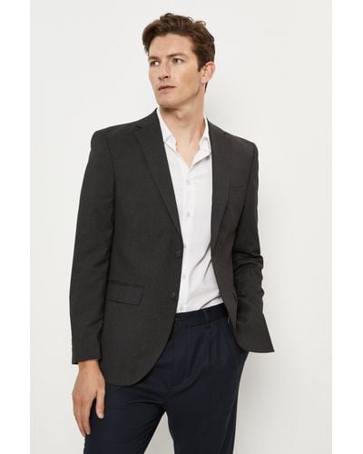 Burton Tailored Fit Charcoal Suit Jacket - Black