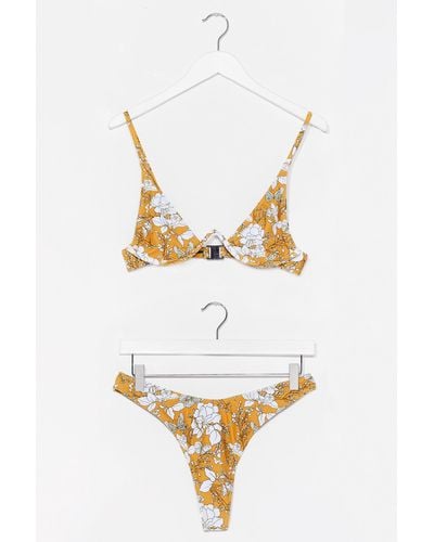 Nasty Gal Never Petal For Less Floral Underwire Bikini Set - White