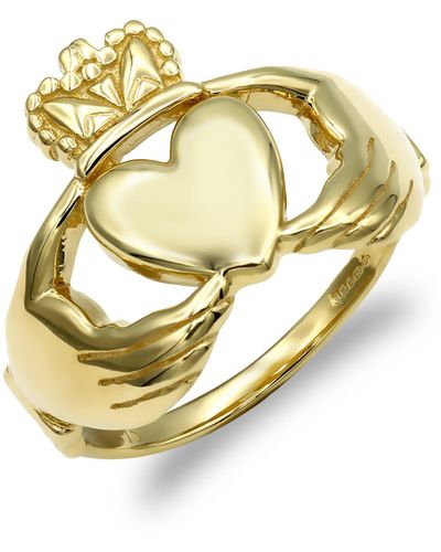 Jewelco London Solid 9ct Gold Claddagh (chladaigh) Ring - Jrn103 - Metallic