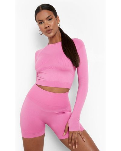 Boohoo Thick Seamfree Booty Boost Cycling Shorts - Pink