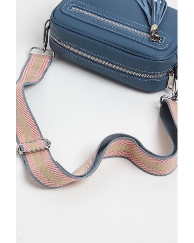 Betsy & Floss 'florence' Crossbody Bag With Pastel Stripe Strap - Blue