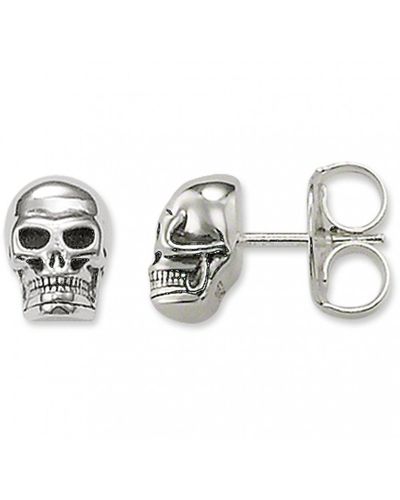 Thomas Sabo 'rebel At Heart Skull Studs' Sterling Silver Earrings - H1731-001-12 - Metallic