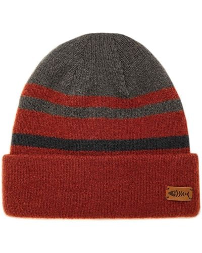 Weird Fish Gilmer Recycled Reversible Stripe Beanie - Red