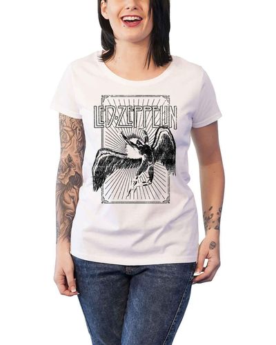 Led Zeppelin Icarus Burst Skinny Fit T Shirt - White