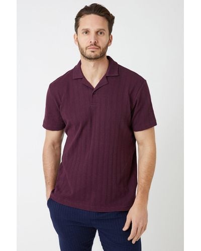 Burton Short Sleeve Self Stripe Polo - Purple