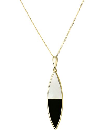 The Fine Collective 9ct Yellow Gold Mother Of Pearl And Onyx Necklace - Metallic