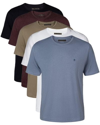 French Connection 5 Pack Cotton Blend T-shirts - Blue