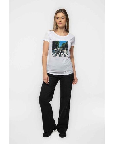Beatles Abbey Road Vintage Skinny Fit T Shirt - White