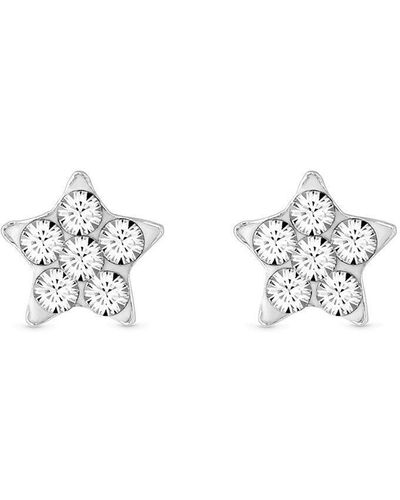 Simply Silver Sterling Silver 925 Mini Crystal Star Stud Earrings - Metallic