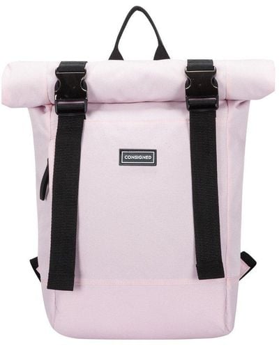 Consigned Roll Top Double Clip Backpack - Pink