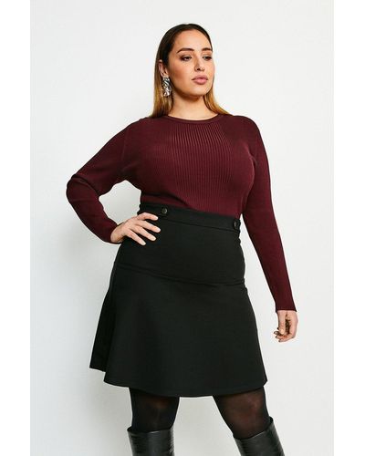 Karen Millen Plus Size Rivet Detail Ponte Mini Skirt - Red