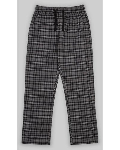 Steel & Jelly Black Check Cotton Pyjama Bottoms - Grey