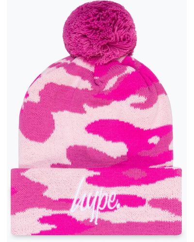 Hype Camo Knitted Beanie - Pink