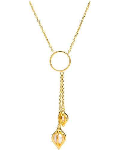 Pure Luxuries Gift Packaged 'evora' 18ct Gold Plated Sterling Silver Pearl Necklace - Metallic