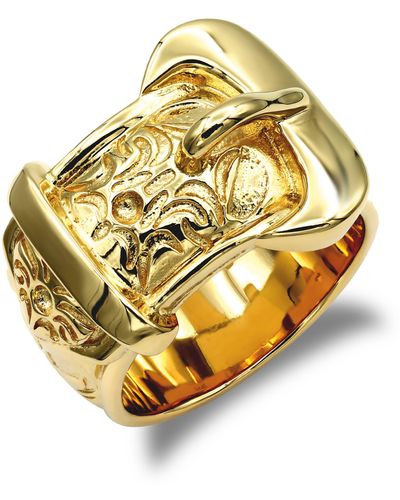 Jewelco London Solid 9ct Gold Single Buckle Ring - Jrn027 - Metallic