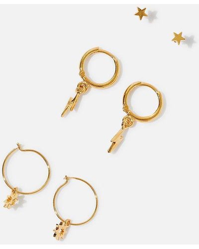 Accessorize Gold-plated Celestial Earring Set - White