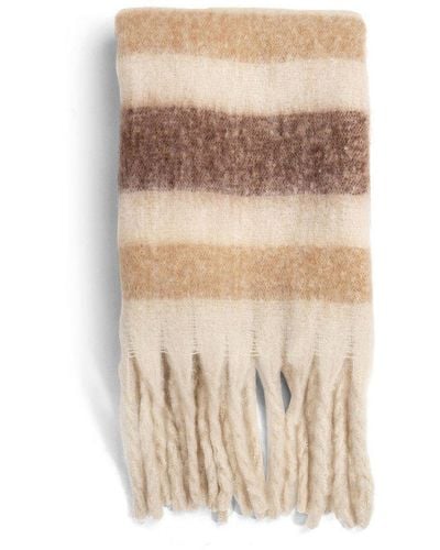My Accessories London Stripe Oversized Chunky Blanket Scarf - Natural