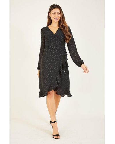 Yumi Black Embroidered Floral Tunic Dress