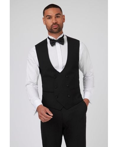Antique Rogue Slim Fit Double Breasted Huxley Dinner Vest - Black