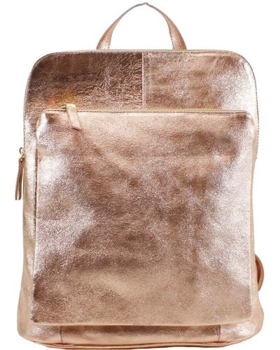 Sostter Rose Gold Convertible Metallic Leather Pocket Backpack - Byerr - Brown
