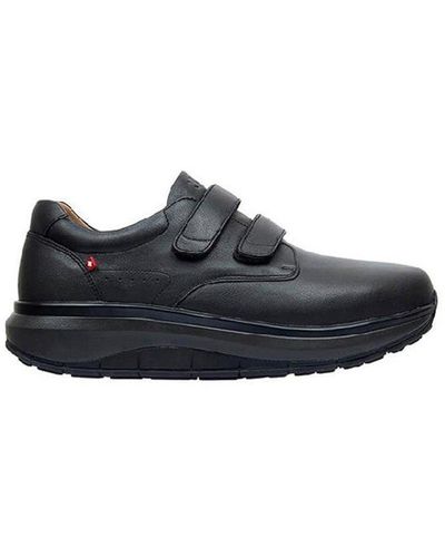 Joya Peter Extra Wide Fit Men's Velcro Adjustable Fastening Leather Shoe - Black